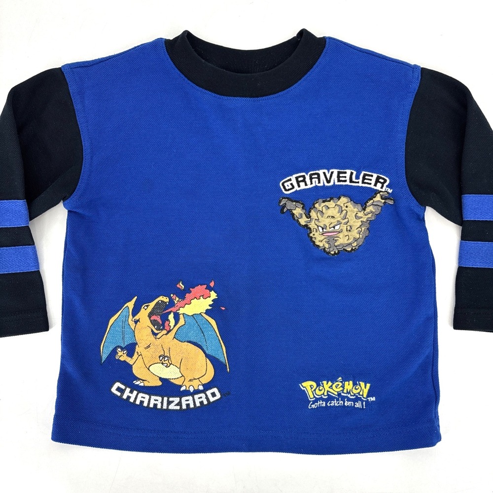 Vintage Pokemon Charizard‎ Graveler 90s T-shirt Nintendo Embroidered Size 4 L/S